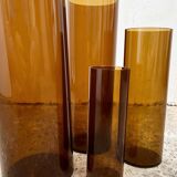 4 vases gigogne Jacques Bédat en plexiglas fumé