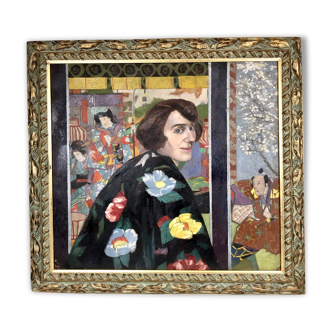 Portrait of a woman in a kimono