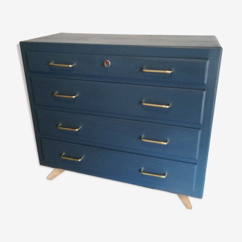 Commode vintage 60 bleu nocturne