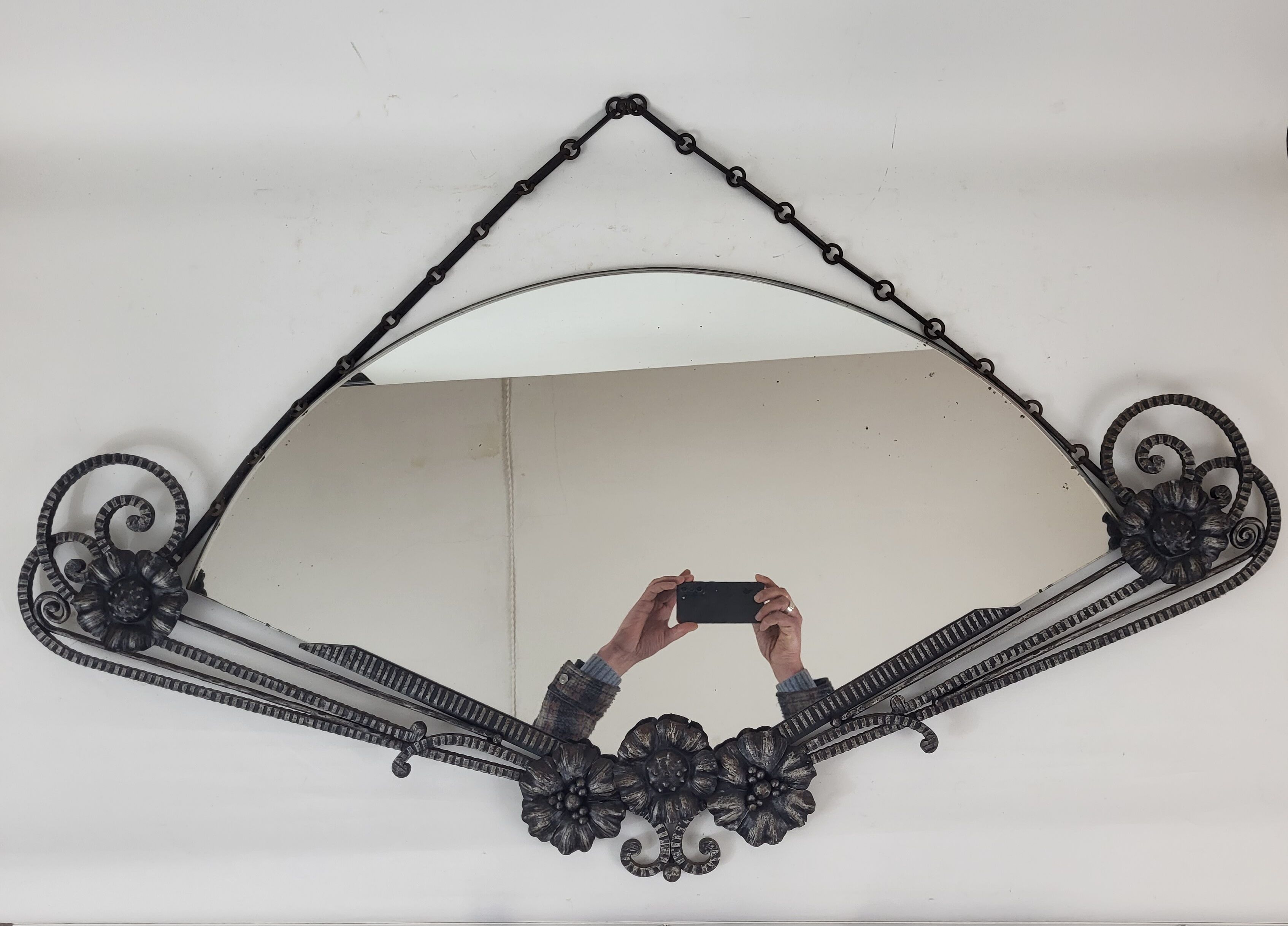 Art deco wrought iron mirror