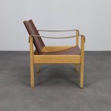 Set of 2 lounge chairs in teak and saddle leather by Karl Heinz Bergmiller for Escriba, Brazil, 1970s