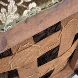 1950s, Danish armchair, green furniture velour, ash wood legs.