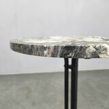 Table d'appoint en marbre italien avec base en fer noir, années 1970
