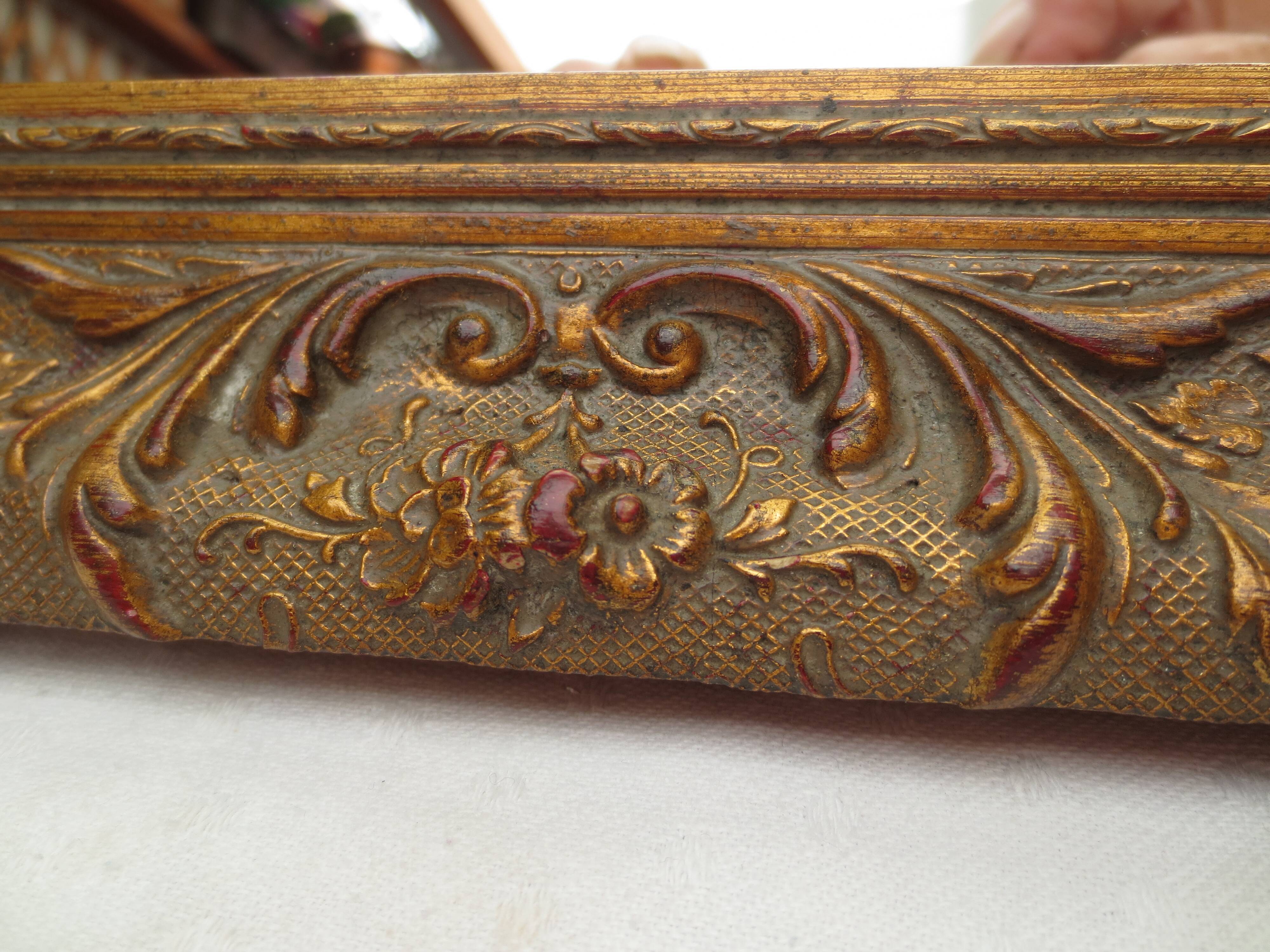 old rectangular mirror aged golden tower