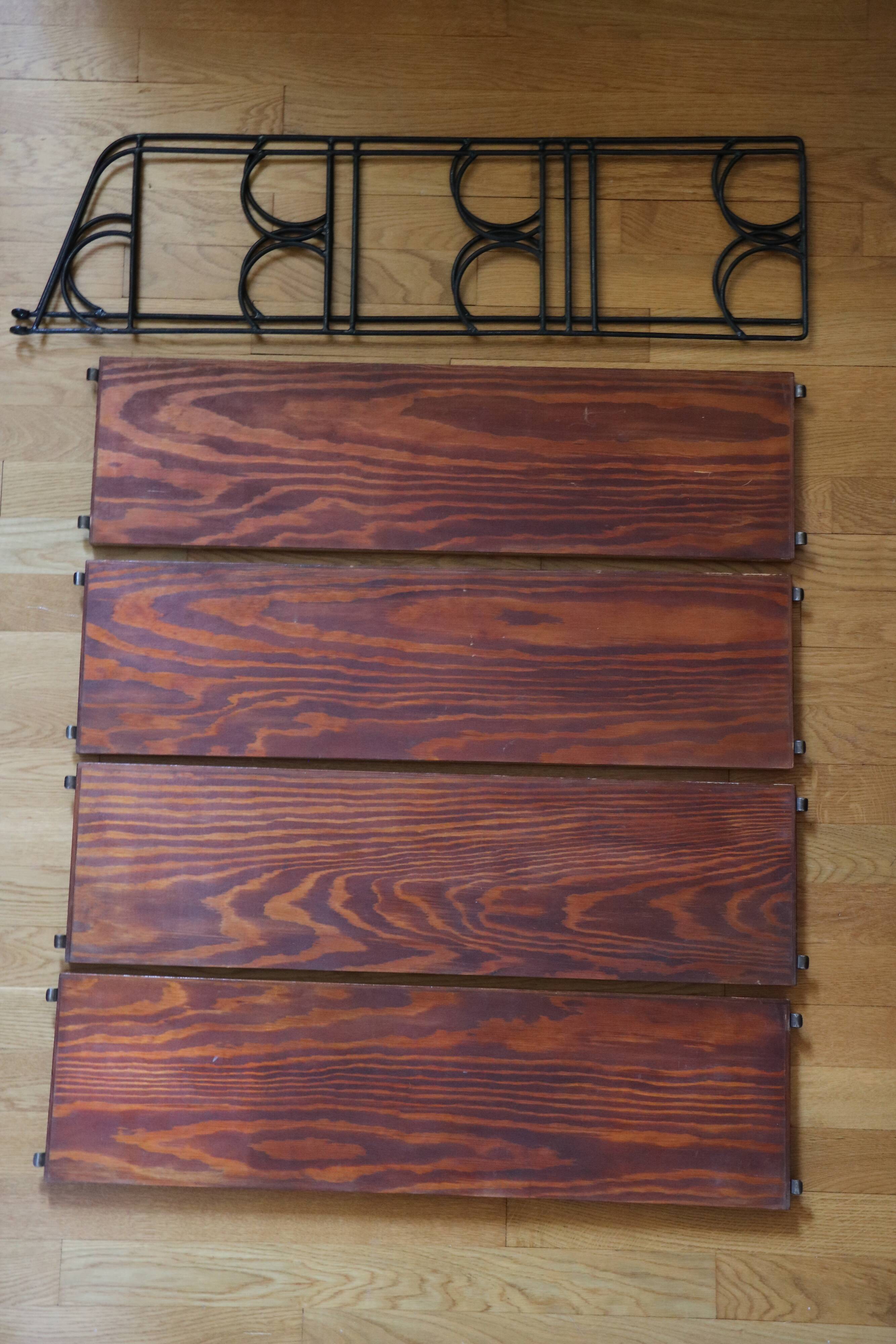 Large "string" shelf, Sweden, metal and wood