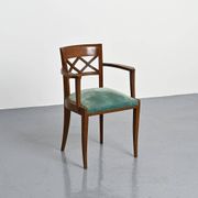 Set of four Art Deco armchairs in wood, France, circa 1940.