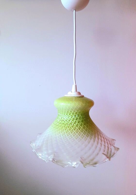Tinted glass pendant light 1950