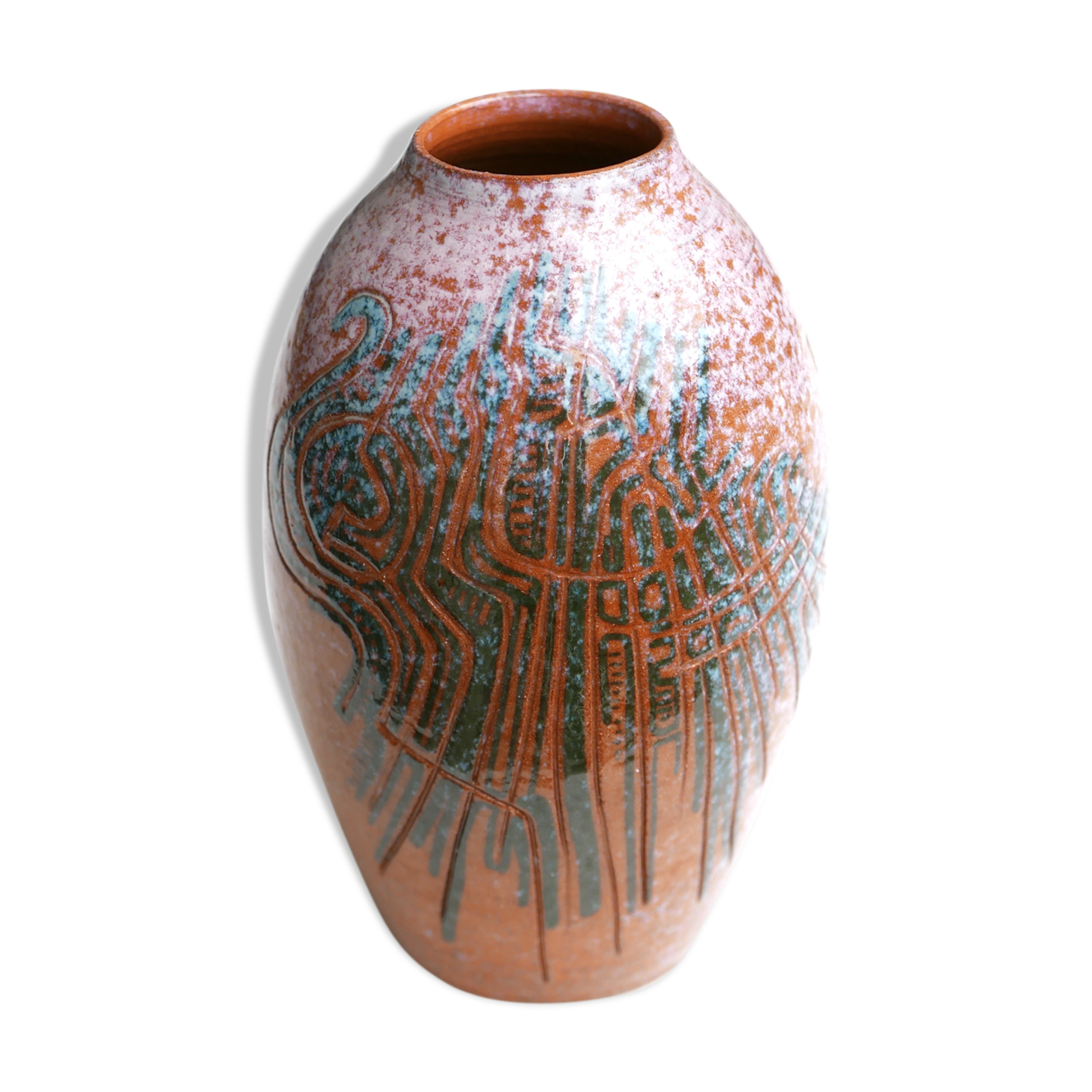 Vase en céramique de Jean Claude Seris décor abstrait années 70