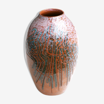 Vase en céramique de Jean Claude Seris décor abstrait années 70