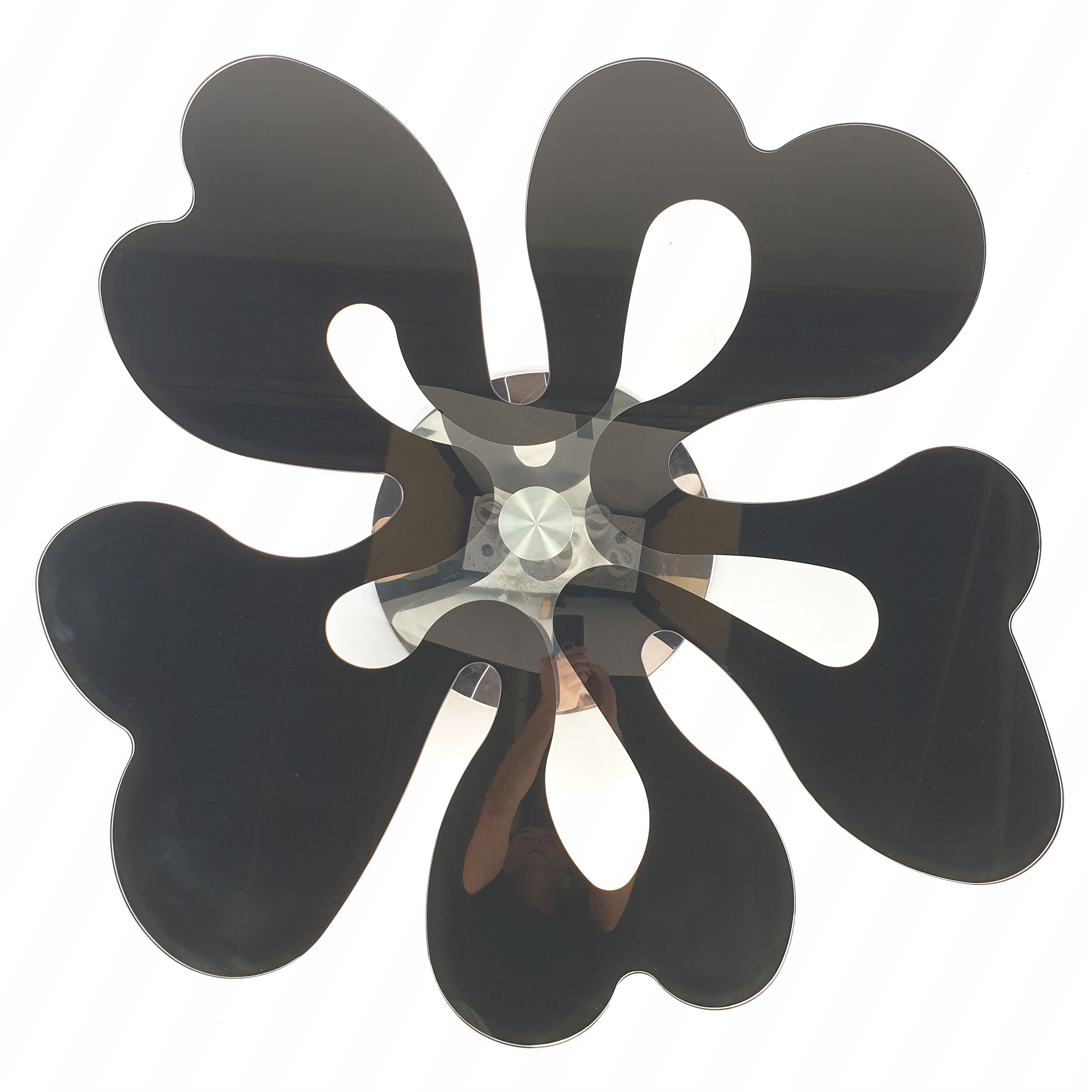 Mid century italian flower table chrome and glass, 1980s