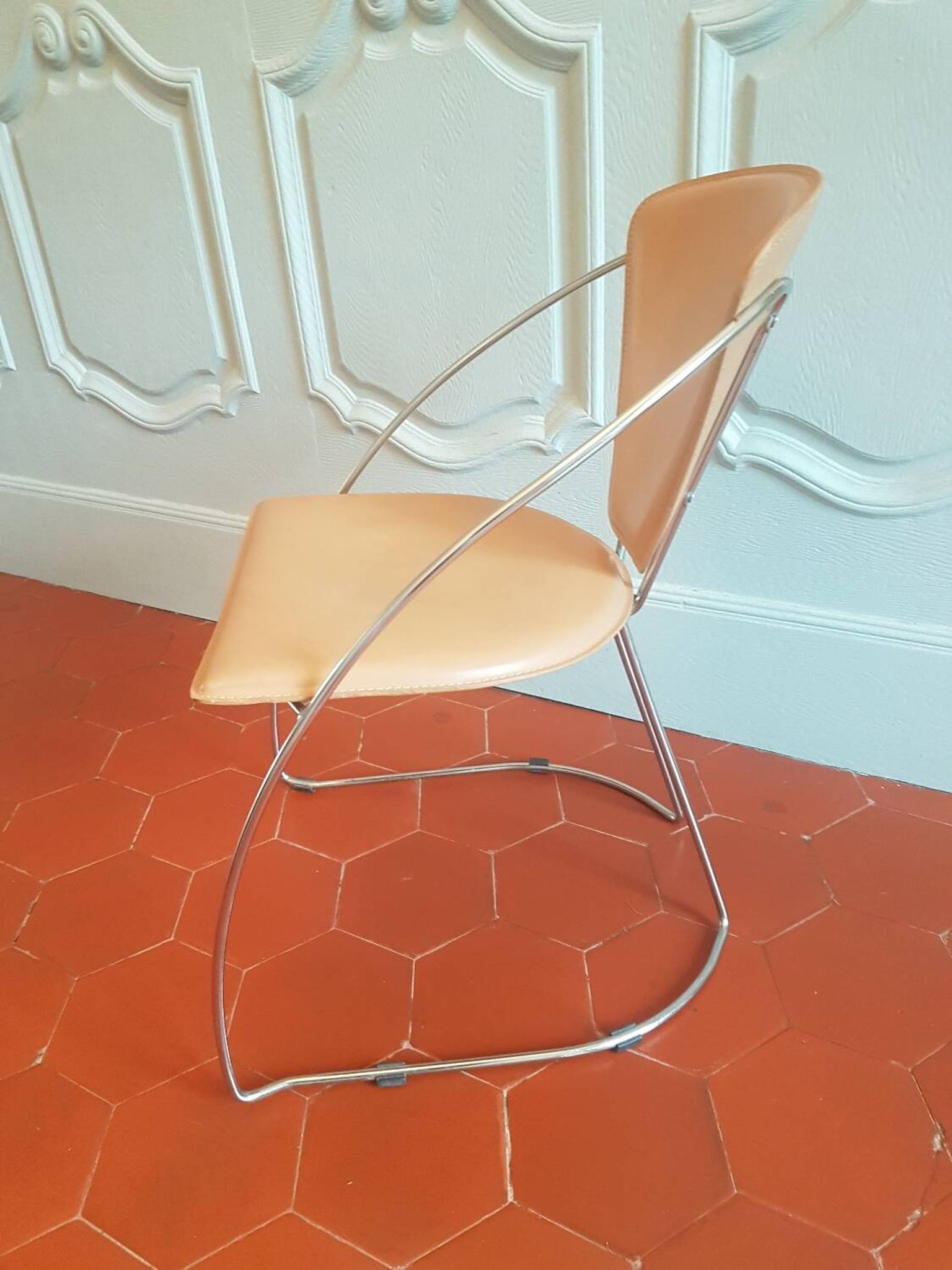 Chrome and leather chair Linda by Arrben