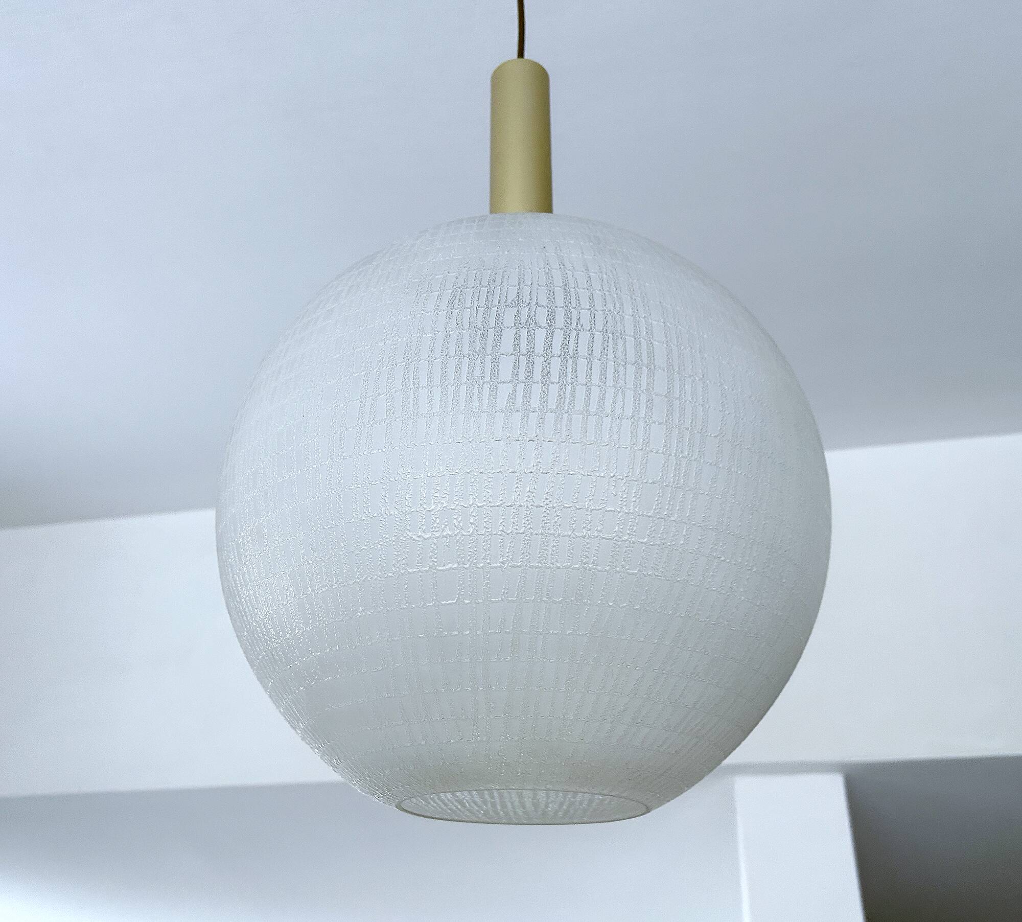 Large vintage glass ball pendant light, 60s