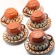 Lot de 5 tasses et leurs soucoupes en céramique artisanale de Bulgarie