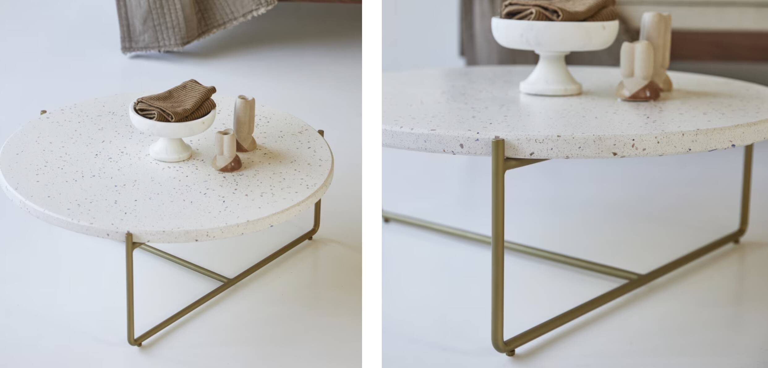Anatole coffee table in terrazzo and confetti metal by the brand Tikamoon.