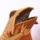 Vintage frog magazine rack in woven wicker design by Olivier Cajan