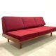 Beech sofa bed & red fabric by Drevotar Czech vintage 1960s