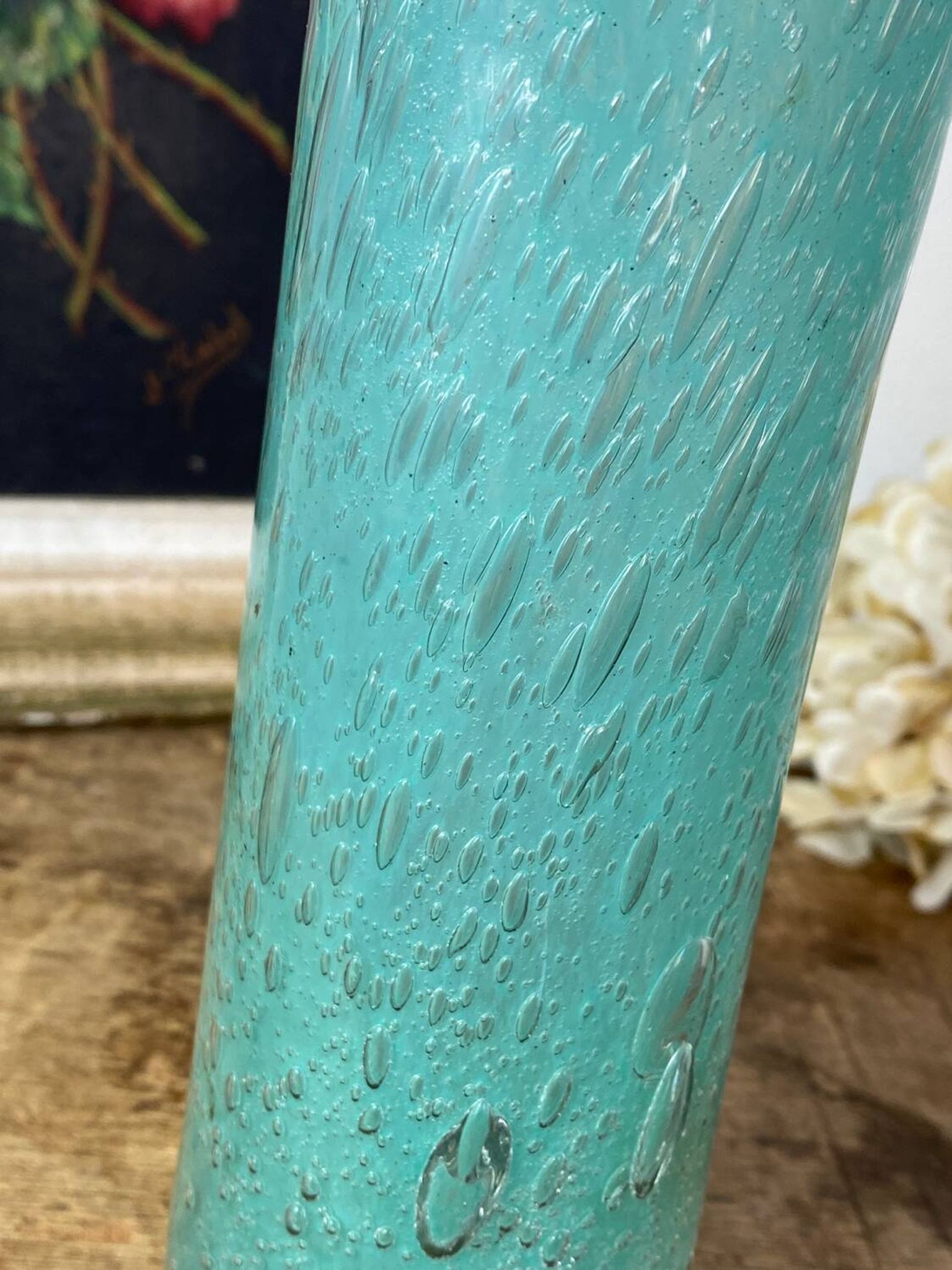 Vase tubulaire en verre bullé
