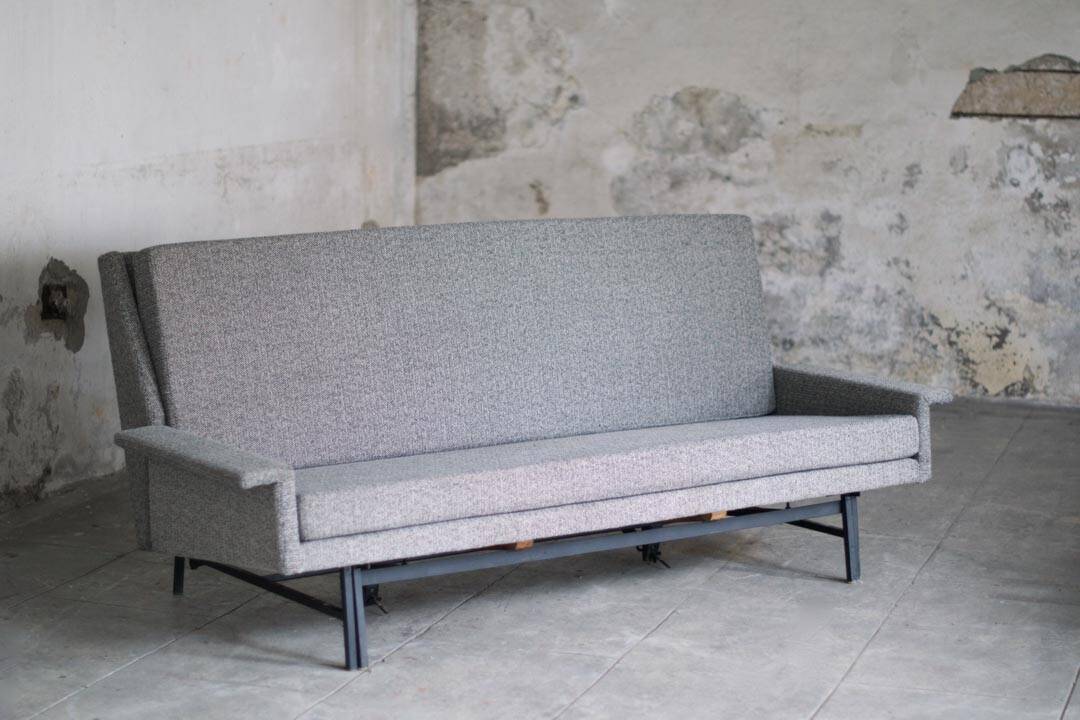 Convertible fabric sofa by Jean René Caillette edition Steiner 1961