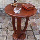1930 Art Deco pedestal table in solid walnut