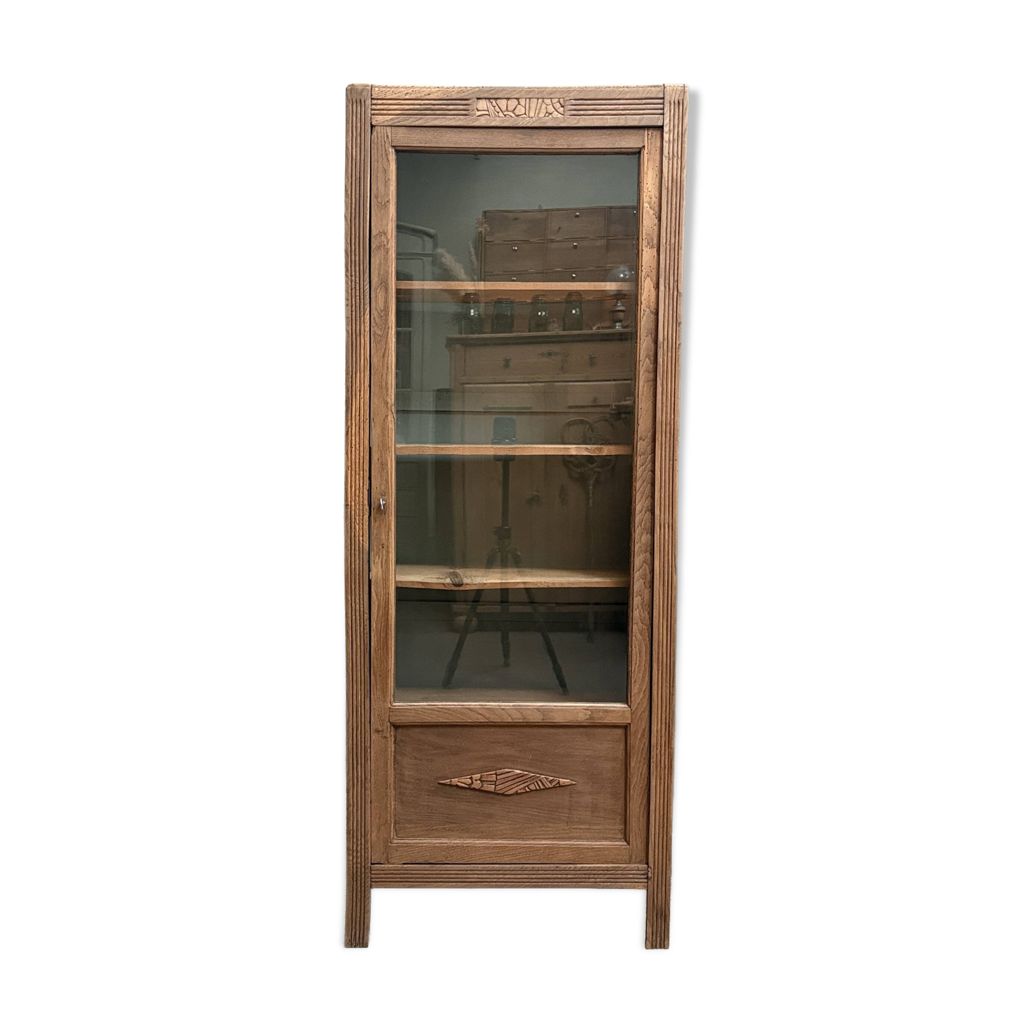 Vitrine parisienne Art Déco en chêne (rénovée)