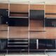 Large modular wall system Roche Bobois from the 70s – wood, black lacquered and