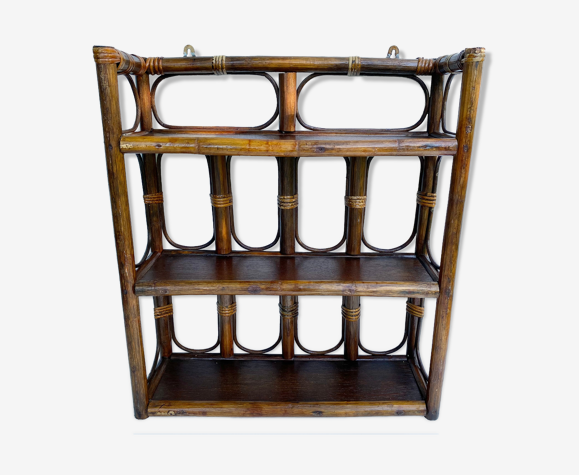 Etagère murale en rotin vintage