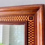 Wall mirror rectangular marquetry wood frame