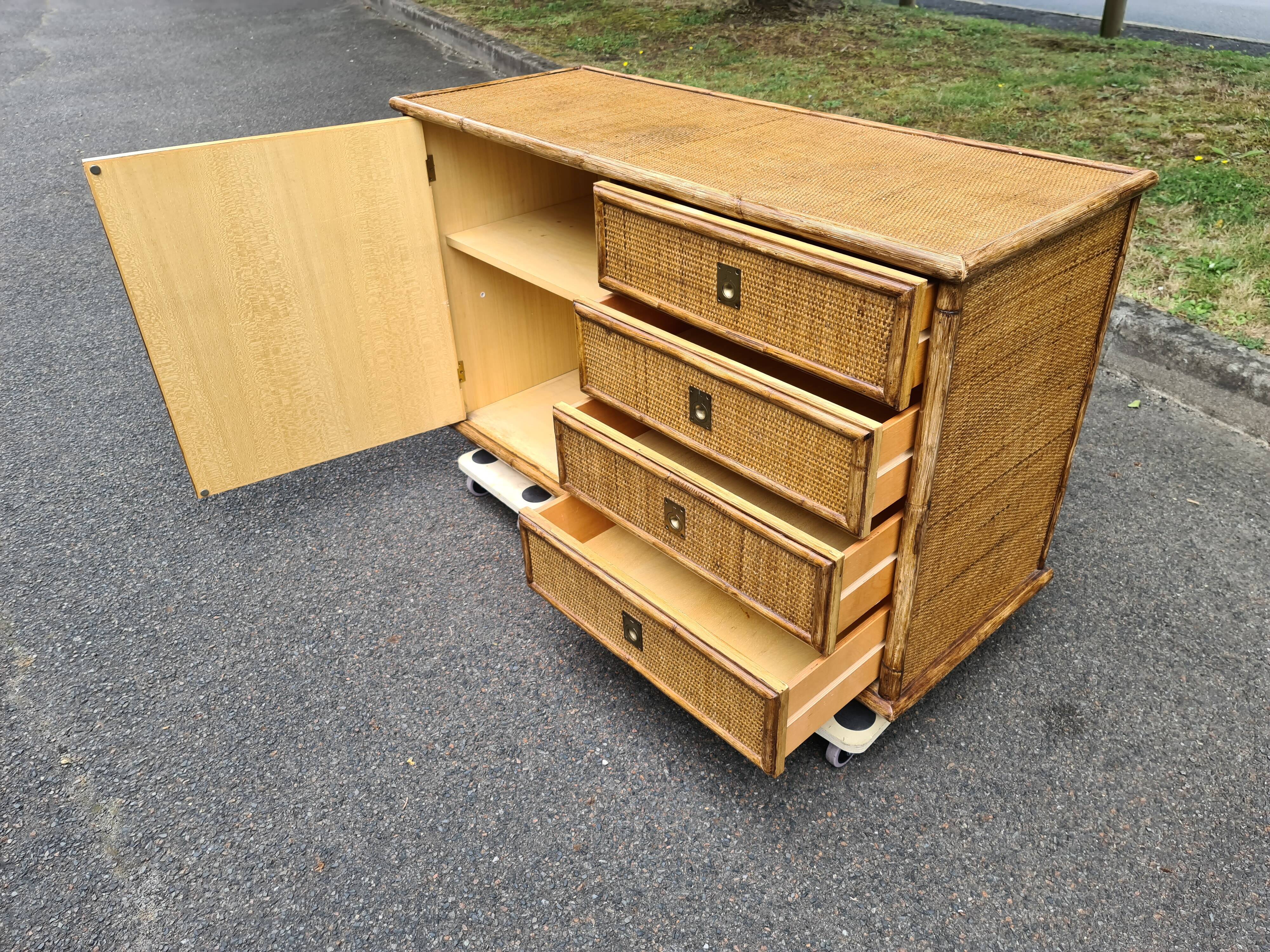 Bamboo rattan buffet Dal Vera 1960-70