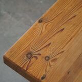 Modern Swedish coffee table in solid pine by Sven Larsson, brutalist, 1970s.