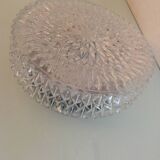 Round diamond-tipped glass ceiling light / vintage 60s-70s
