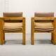 Set of Camel Leather Cubic Pinewood Side Chairs by Ate van Apeldoorn 1970s