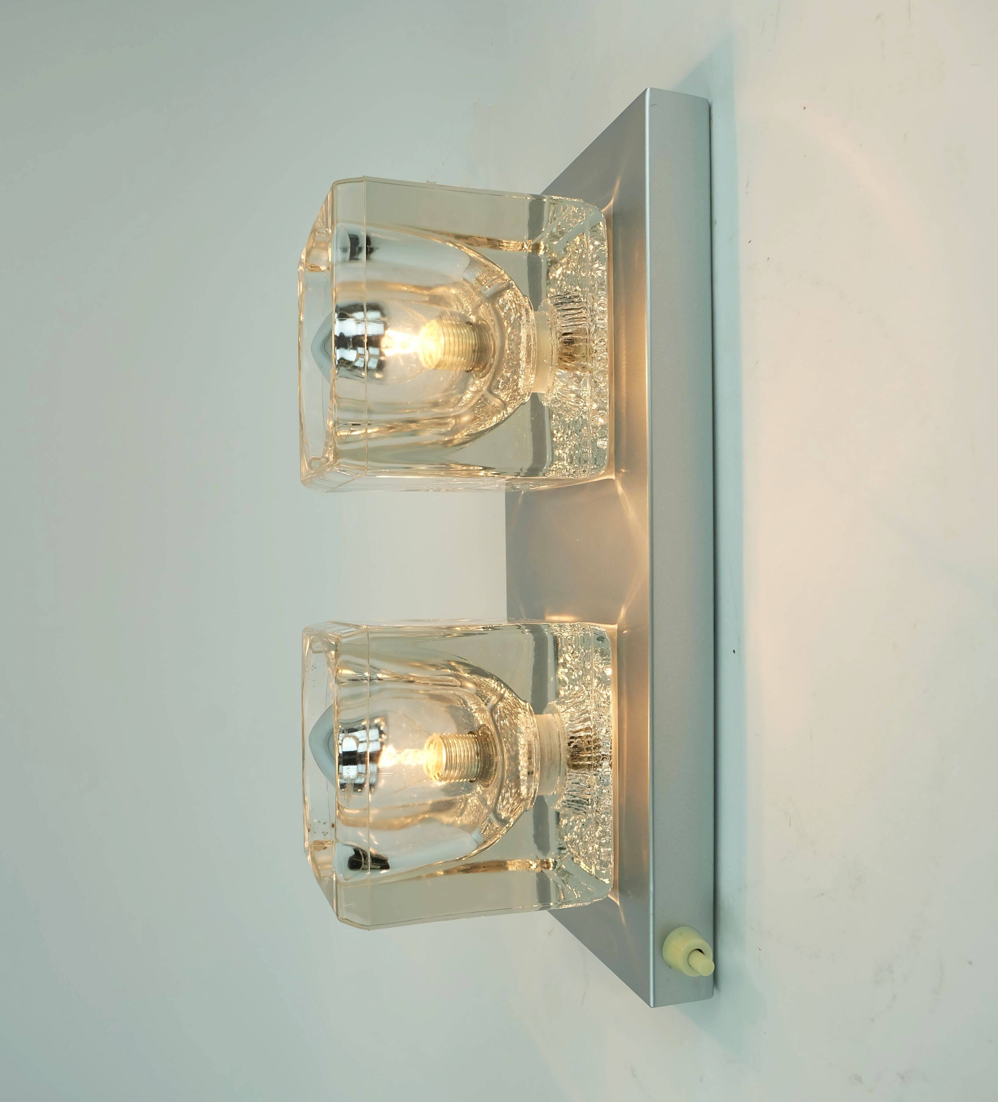 no. 2 of 2 mid century peill & putzler SCONCE with 2 glass cubes 60s/70s