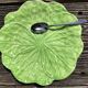 6 slush dessert plates with green leaves