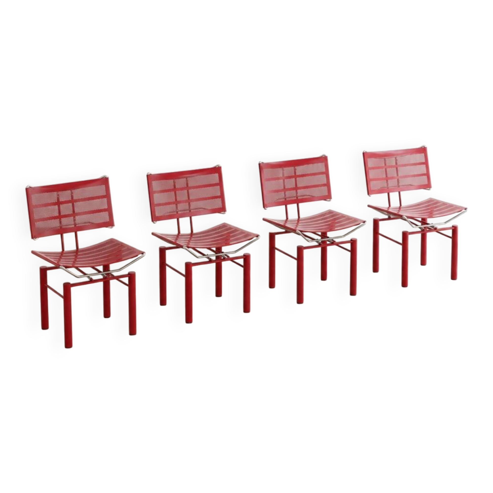 Set of 4 postmodern '8600' chairs in red by Hans Ulrich Bitsch for Kusch & Co.