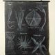 Rare educational grand tableau hand-drawn of extinct echinoderms, 19th century.