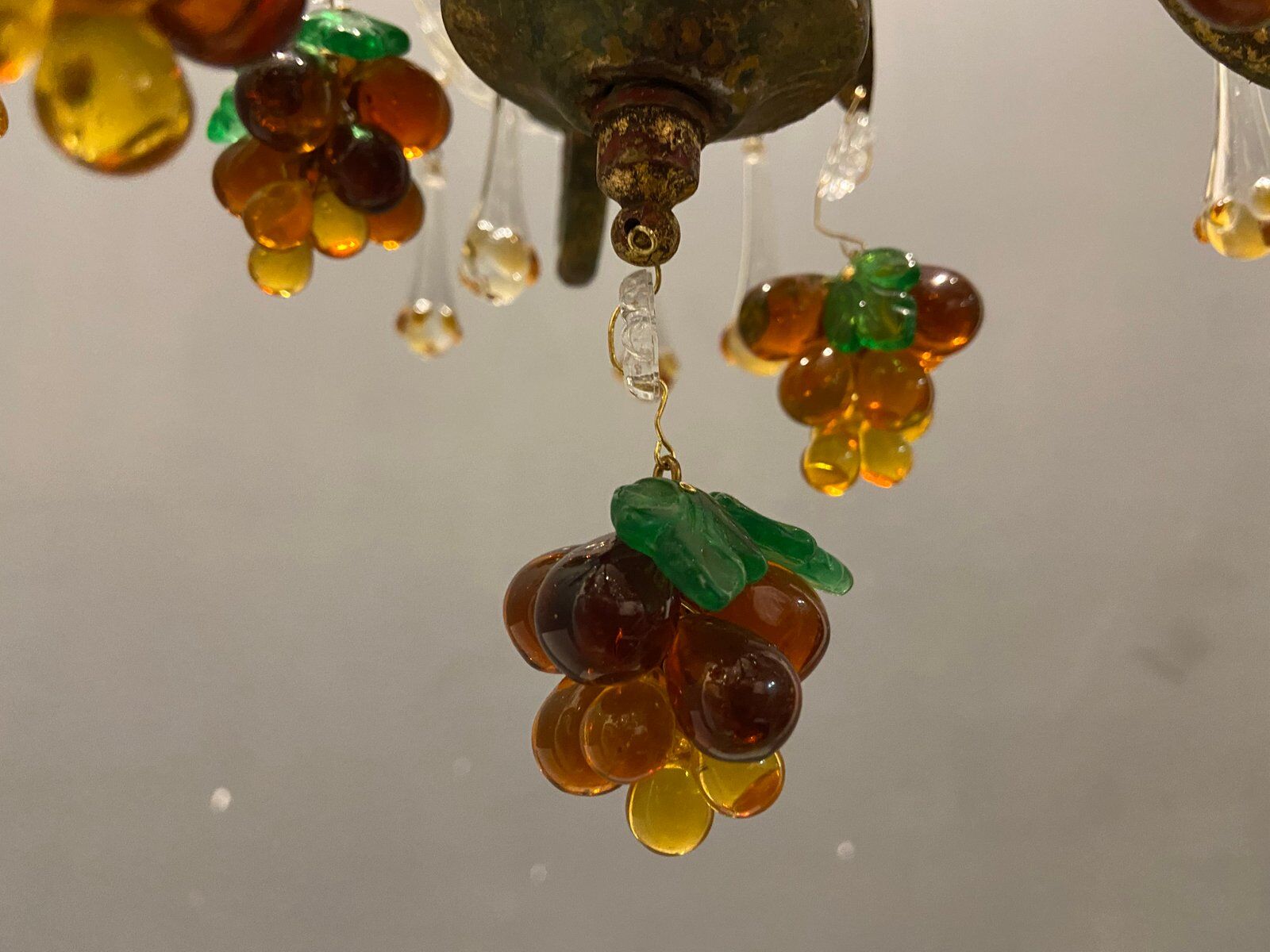 Italian Gold Gilded Murano Glass Fruit Chandelier