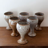 Set of 6 ceramic glasses Roger jacques Grès du Puisaye