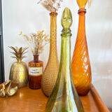 Vintage green glass decanter