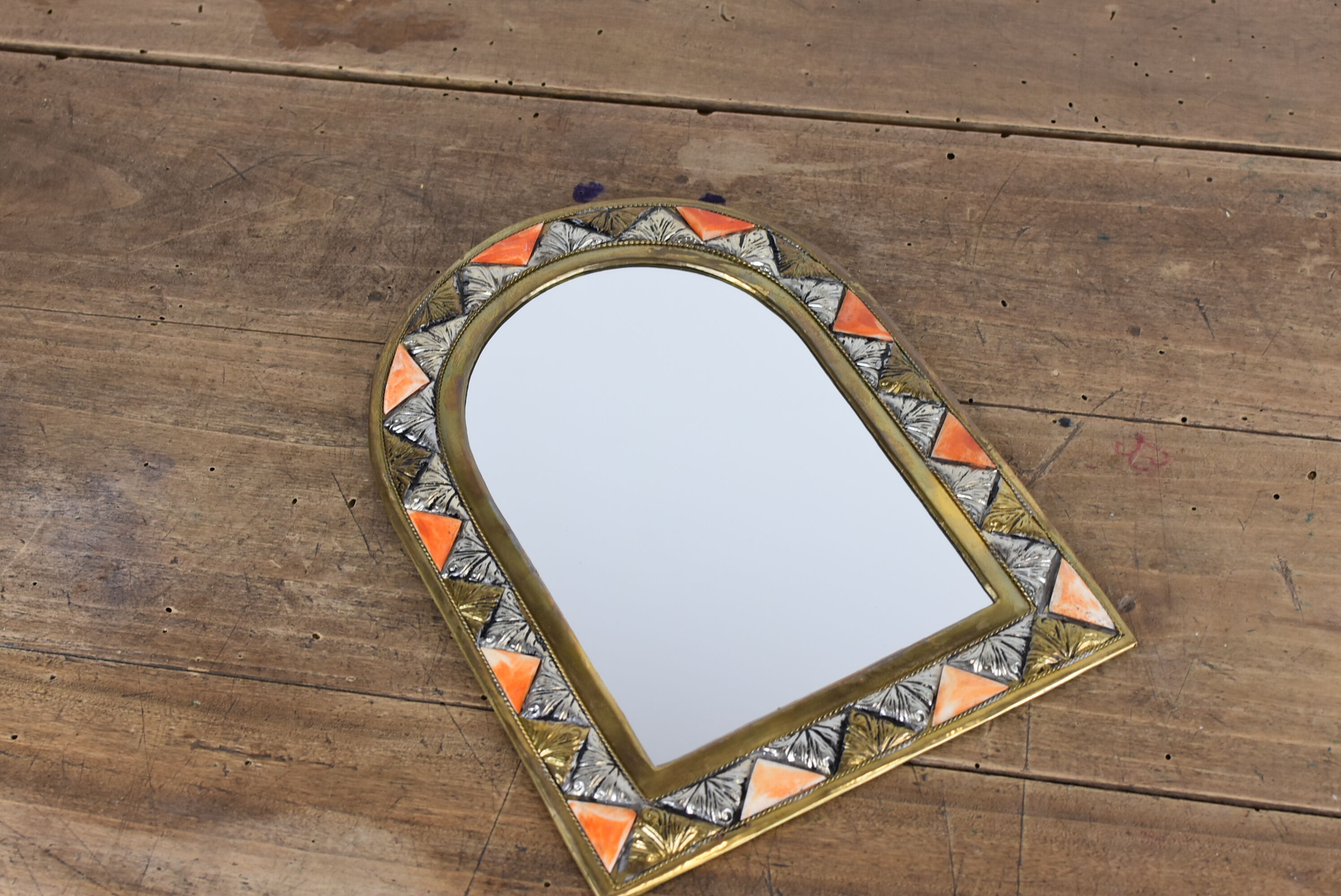 Decorated brass mirror 2
