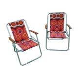 Pair of vintage folding camping chairs 70s