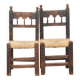 Antique Spanish Country Chairs with Woven Rush Seats