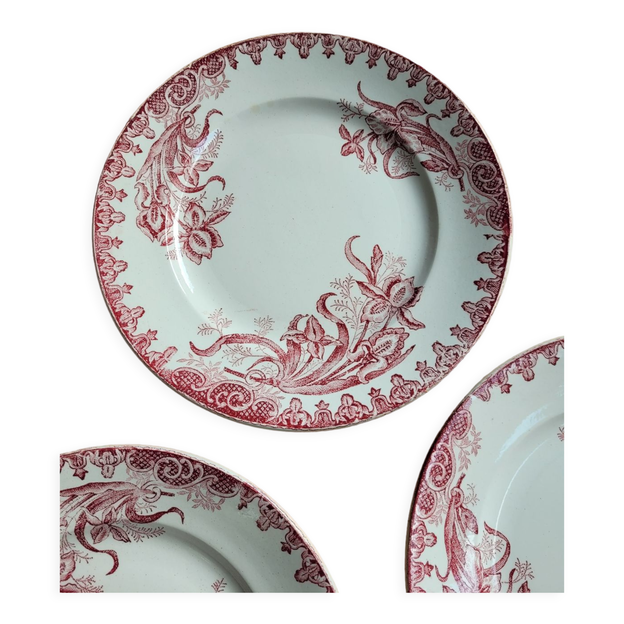 Lot de 5 assiettes plates Terre de fer Ste Amandinoise Iris