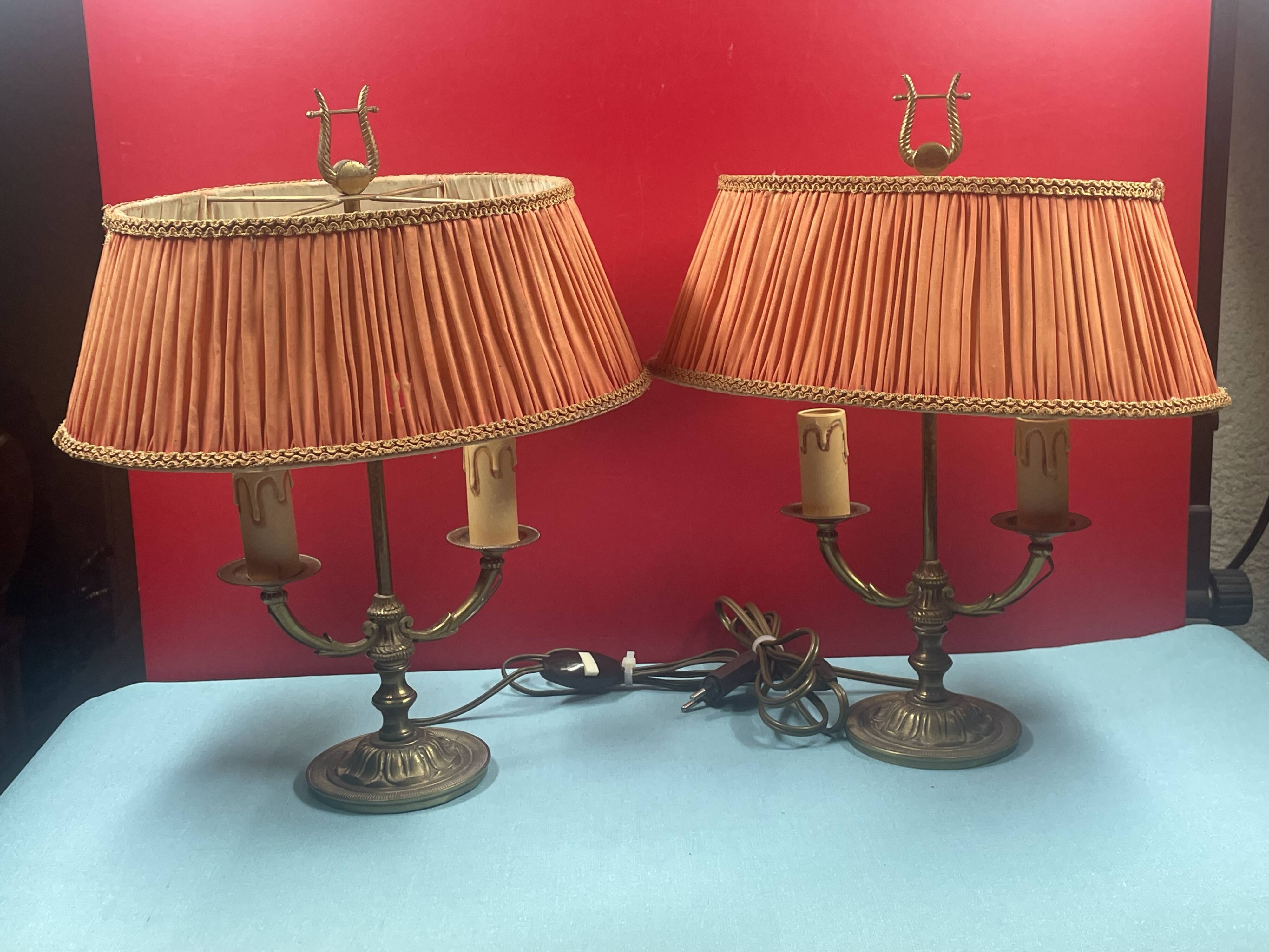 Pair of Bouillote lamp, lampshade to restore H 35 cm