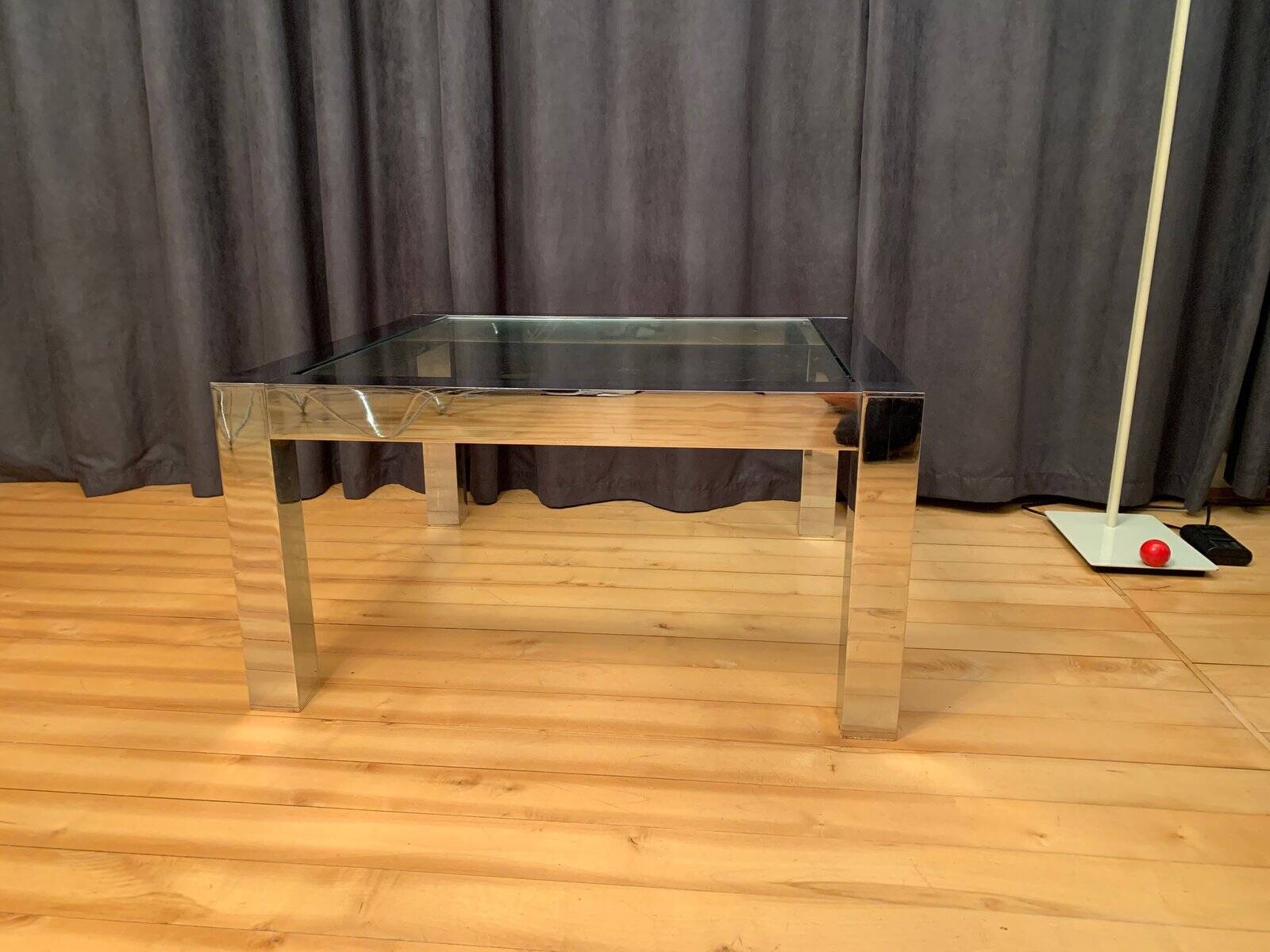 Table basse en chrome et en verre, Italie, années 1960