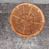 Low wicker and rattan stools, 1970s. (Set of 3)
