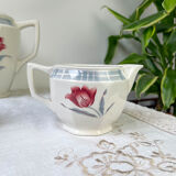 Vintage tea set in Sarreguemines flowered earthenware, "Troyes" model