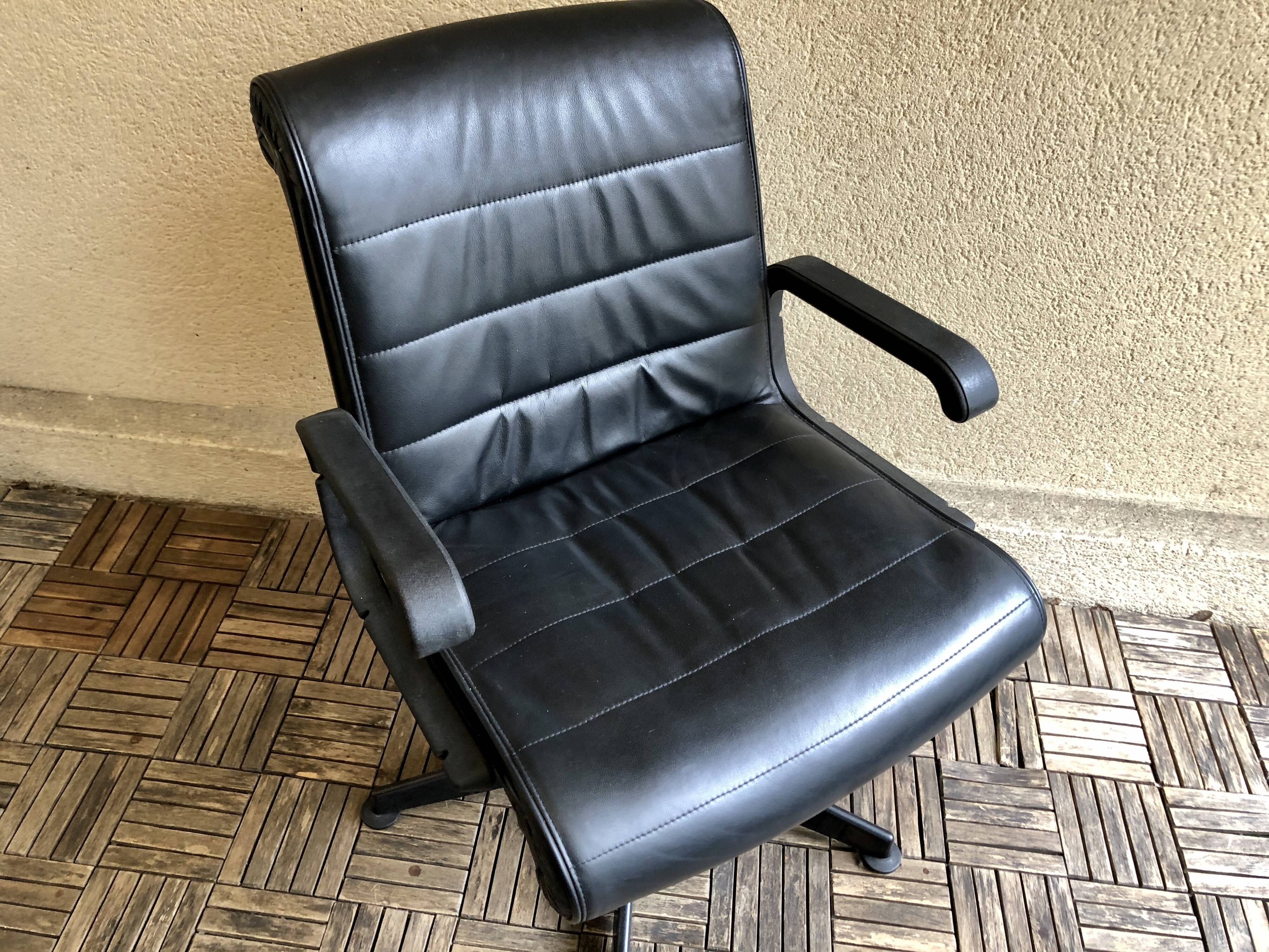 Richard Sapper vintage 90 black leather Knoll desk