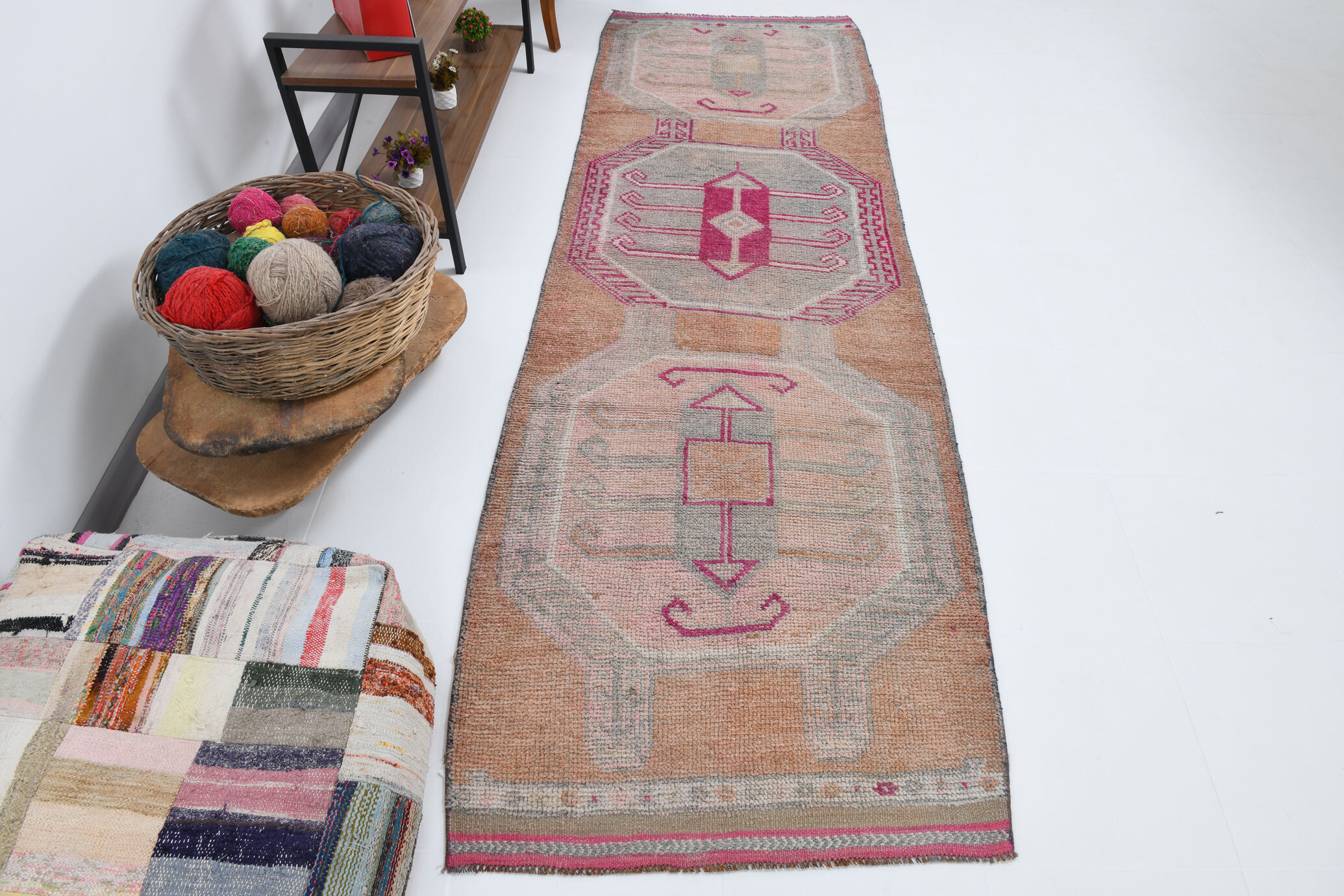 3x10 pastel wool vintage runner rug 309x98cm