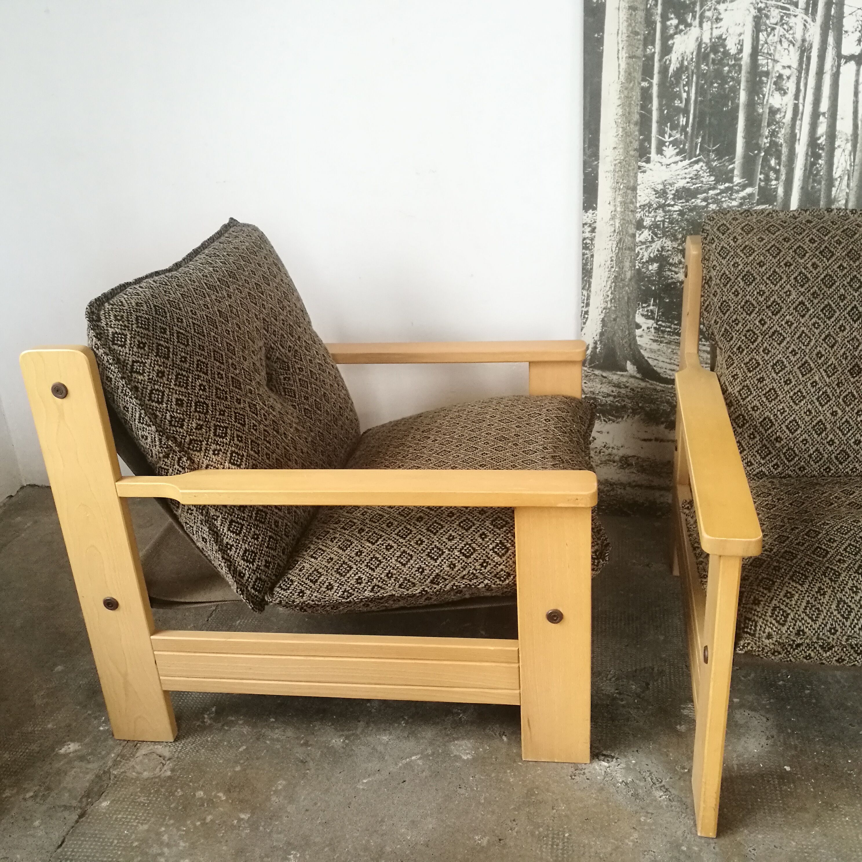 Paire de fauteuils vintage en bois