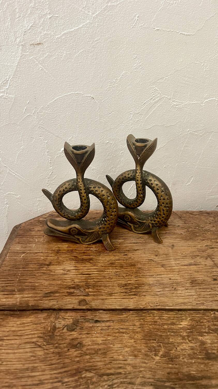 Pair of bronze candlesticks from the late 1950s
